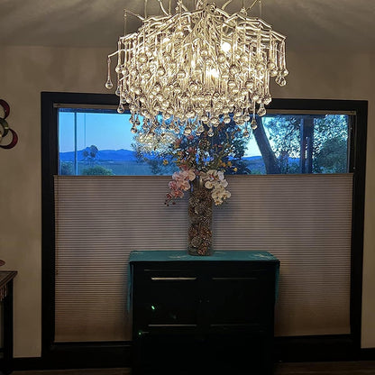 Stunning Tree Branch Crystal Chandelier with Clear Teardrop-shaped for Living/Dining Room