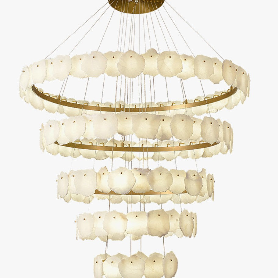 JC Tiered Circular Alabaster Chandelier