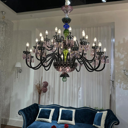 Luxury Empire Colorful Crystal Chandelier for Living Room/Bedroom/Entryway/Hotel/Restaurant