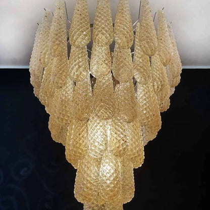 Murano Chandelier – Drop – 75 glasses – Amber
