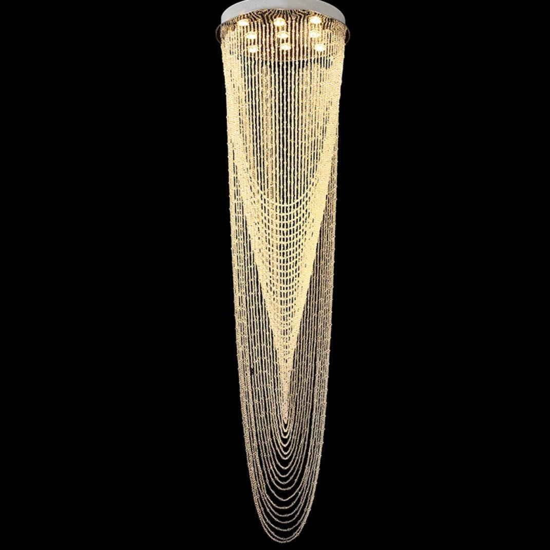 Extra Large Affordable Luxury Tiered Tassel Watefall Crystal Chandelier for Spiral Staircase/Villa/Hotel Lobby/Foyer