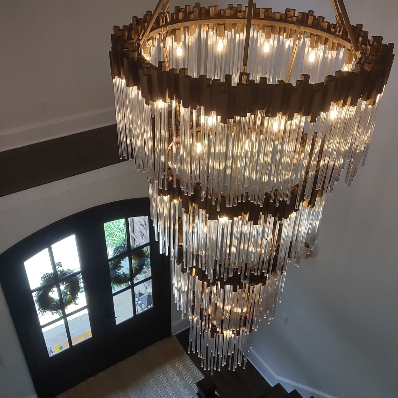 Large Elegant Multi-layers Glam Glass Chandelier for High-ceiling Staircase/Entryway/Living/meeting Room