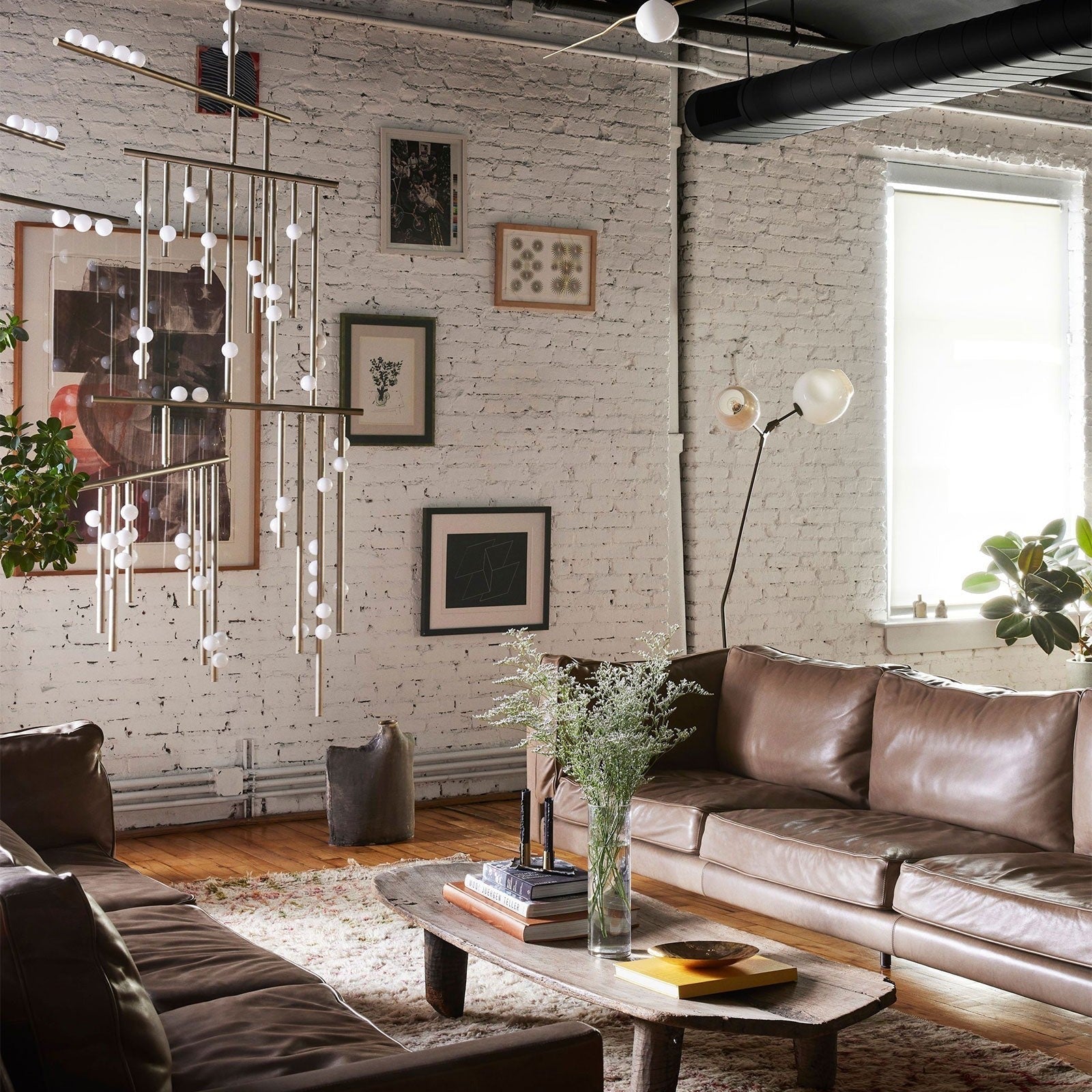 Brass Glass Drop Chandelier