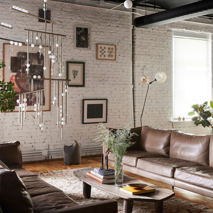 Brass Glass Drop Chandelier