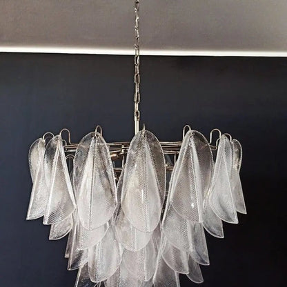 Murano Chandelier – Rondini – 57 glass leaves – Transparent