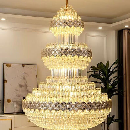 Extra Large Multi-layers Gold Luxury Crystal Chandelier Modern Empire Decrative Crystal Light