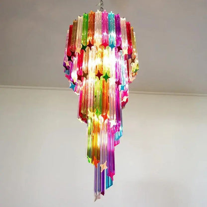 Murano chandelier – Spiral – 86 prisms – Multi