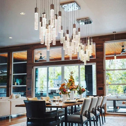 Light Luxury Glacier Bubble Crystsal Chandelier in Gold/Chrome/Black Finish for Staircase/Foyer