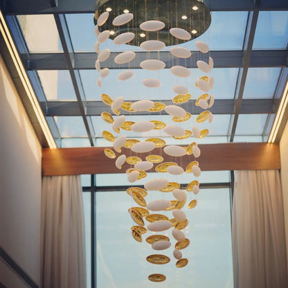 Modern Artistic Unique Golden Dragon Egg Pendant Ceiling Light Fixture for Staircase/ Sales Center/ Hotel