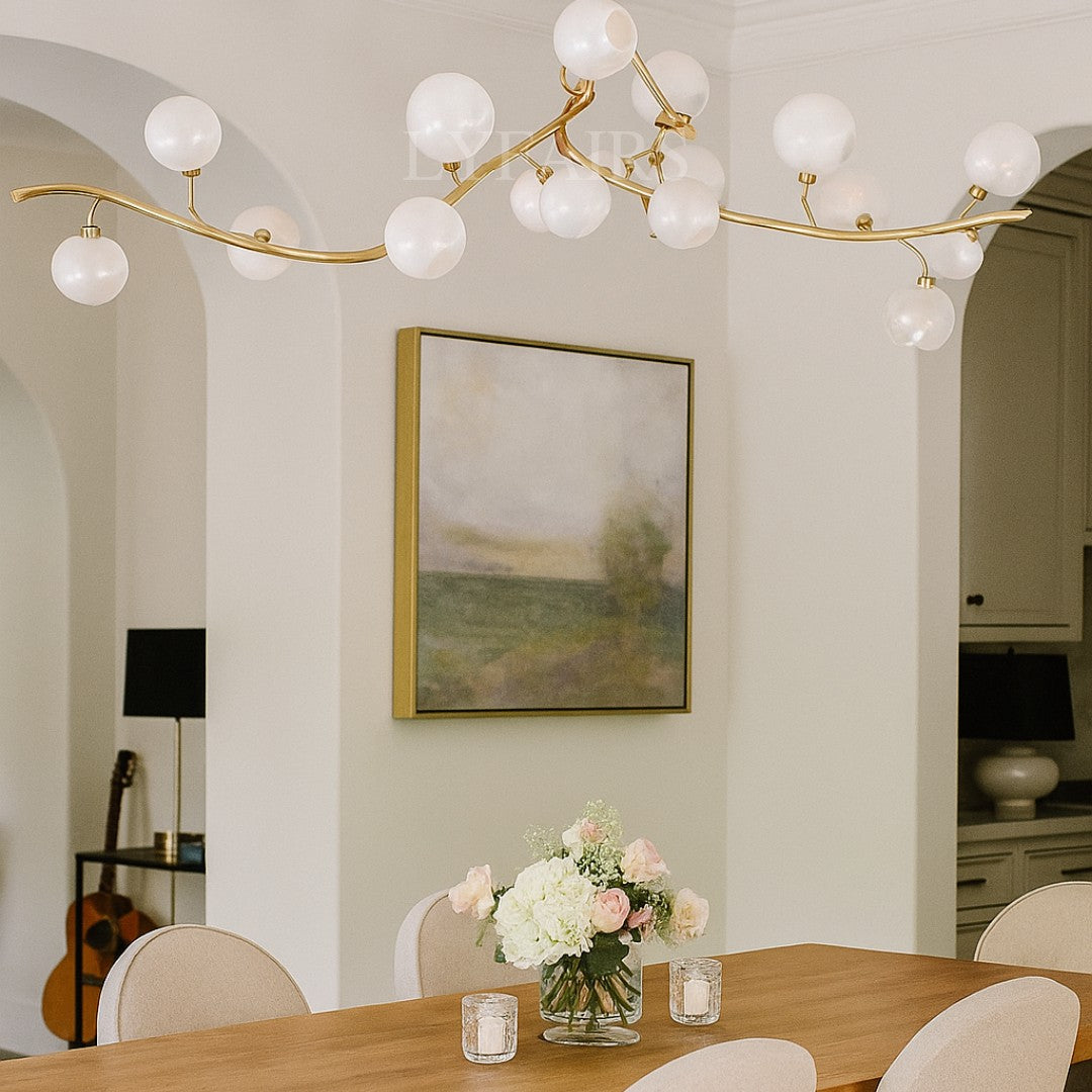 Modern Hand-blown Glass Globes Branch Chandelier for Living/Dining Room/Kitchen Island