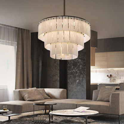 Stairwell Luxury Modern LED High Ceiling Large Alabaster Chandelier