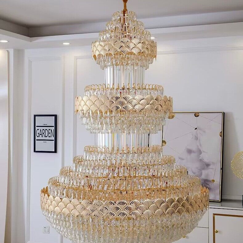 Extra Large Multi-layers Gold Luxury Crystal Chandelier Modern Empire Decrative Crystal Light