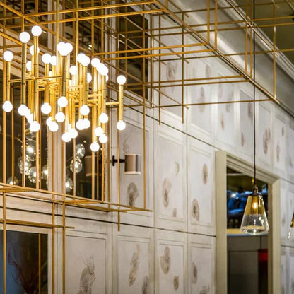 Post Modern Bamboo Style Linear Chandelier For Living Room God Iron Design Dining Table Ceiling Light