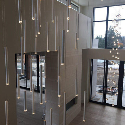 Bellini Rectangular Tri-Tone Tubular Pendant Light Chandelier