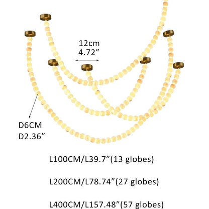 Modern LED Natural Alabaster Globes Beads Hanging Chandelier Indoor Lighting Fixture