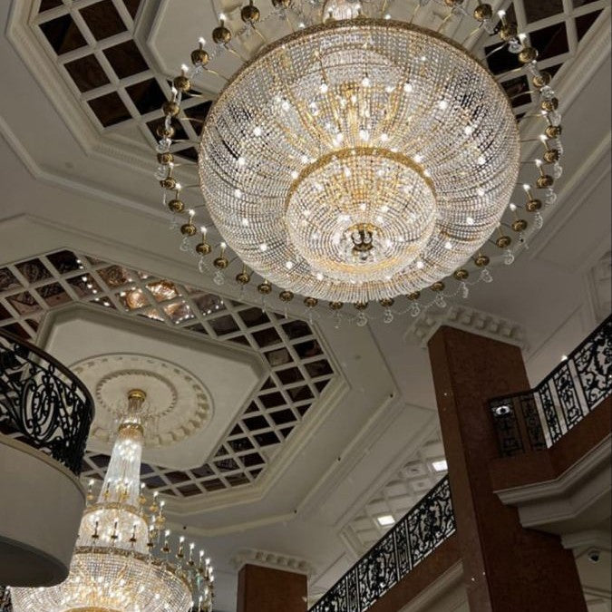 Luxury Empire Candle Lights Crystal Chandelier for High-ceiling