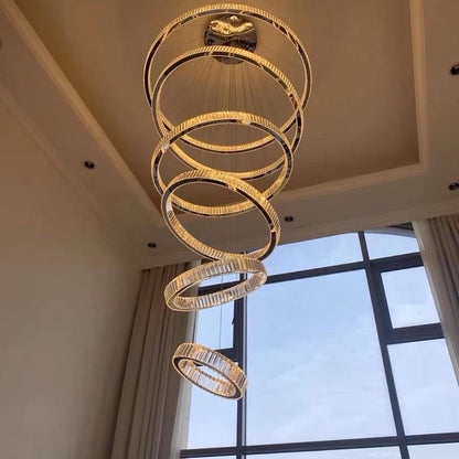 Modern Front Entryway Chandelier 5/6/7 Rings Crystal Gold/ Chrome Finish Ceiling Lamp