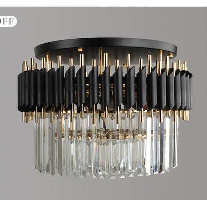 Deniselamp® Glacia Grand Black Modern Crystal Flush Mount Chandelier