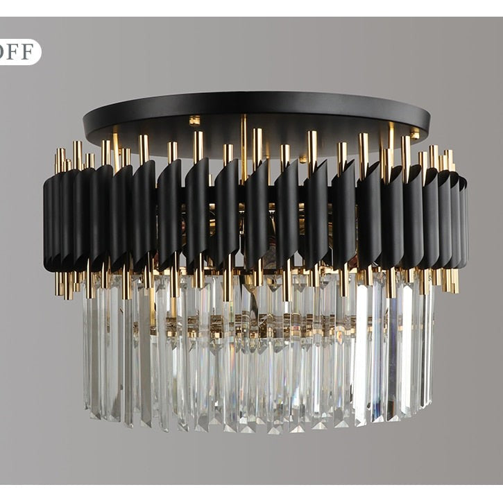 Deniselamp® Glacia Grand Black Modern Crystal Flush Mount Chandelier