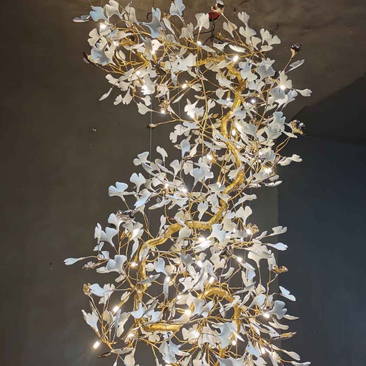 Ginkgo Leaf Ceramics Large Chandelier 110'' 118'' 157''H