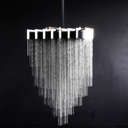 Extra Large Multi-tier Aluminum Tassel Chain Art Chandelier for Villa/Stairs/Foyer/Living Room