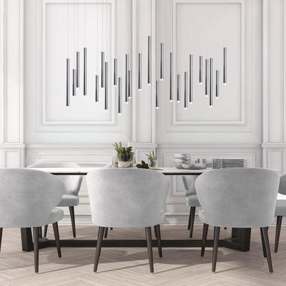 Bellini Rectangular Tri-Tone Tubular Pendant Light Chandelier