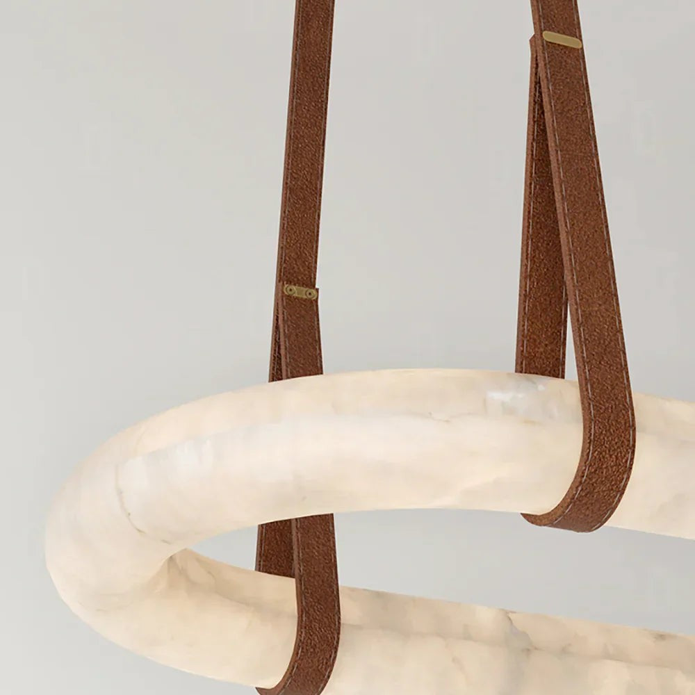 Alabaster Round Leather Chandelier