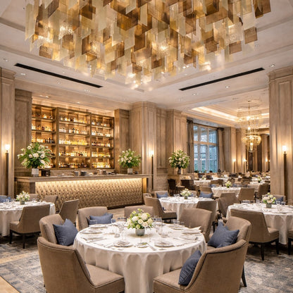 Modern Layered Textured Glass Panel Ceiling Light for Hotel Lobby/Living Room