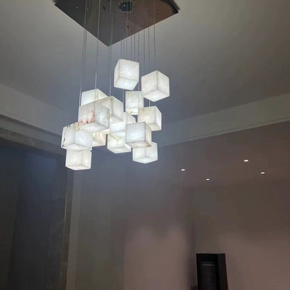 Alabaster Cubic Rectangular Chandelier