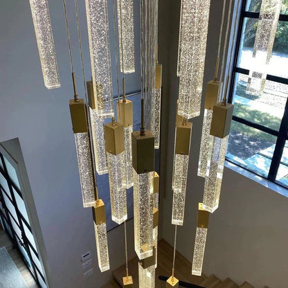 Light Luxury Glacier Bubble Crystsal Chandelier in Gold/Chrome/Black Finish for Staircase/Foyer