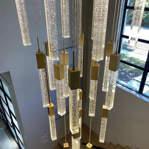 Light Luxury Glacier Bubble Crystsal Chandelier in Gold/Chrome/Black Finish for Staircase/Foyer