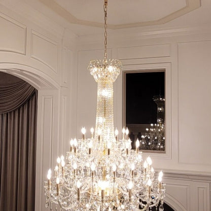 Extra Large European-style Multi-layers Candle Luxury Crystal Chandelier Gold Art Foyer/Staircase Decorative Light Fixture