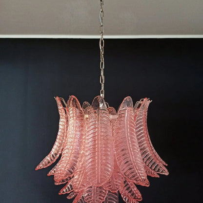 Murano Chandelier – 36 glass leaves – Pink