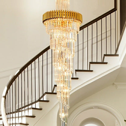 Classic Large Multi-layered Spiral Crystal Chandelier for Foyer/ Staircase