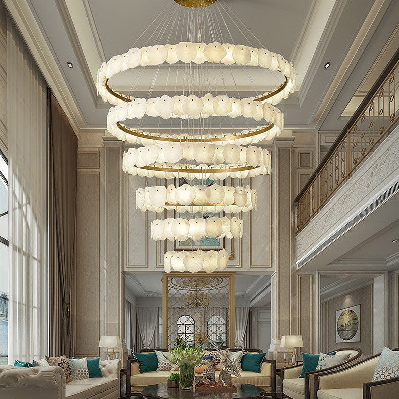 JC Tiered Circular Alabaster Chandelier