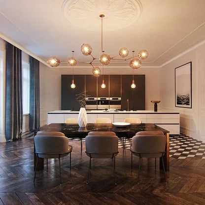 Modern Sputnik Smoky Gray/Amber Glass Branch Chandelier for Kitchen Island/Dining Room