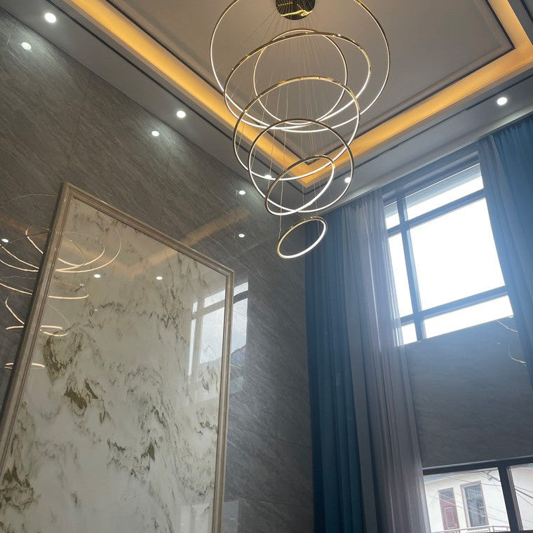WOMO Large Tiered Ring LED Foyer Chandelier-WM2160
