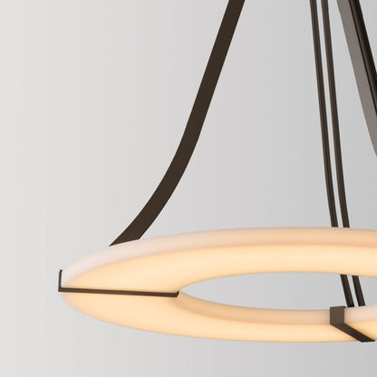 Alabaster Halo Pendant Light – Black & White LED Chandelier