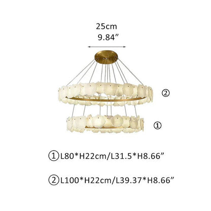 Irregular Alabaster Multi-Layered Round Chandelier