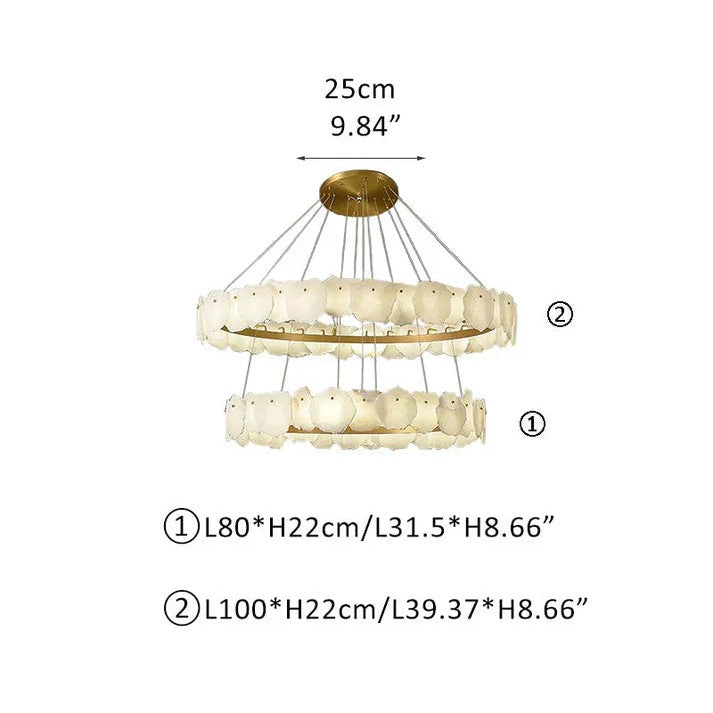 Irregular Alabaster Multi-Layered Round Chandelier