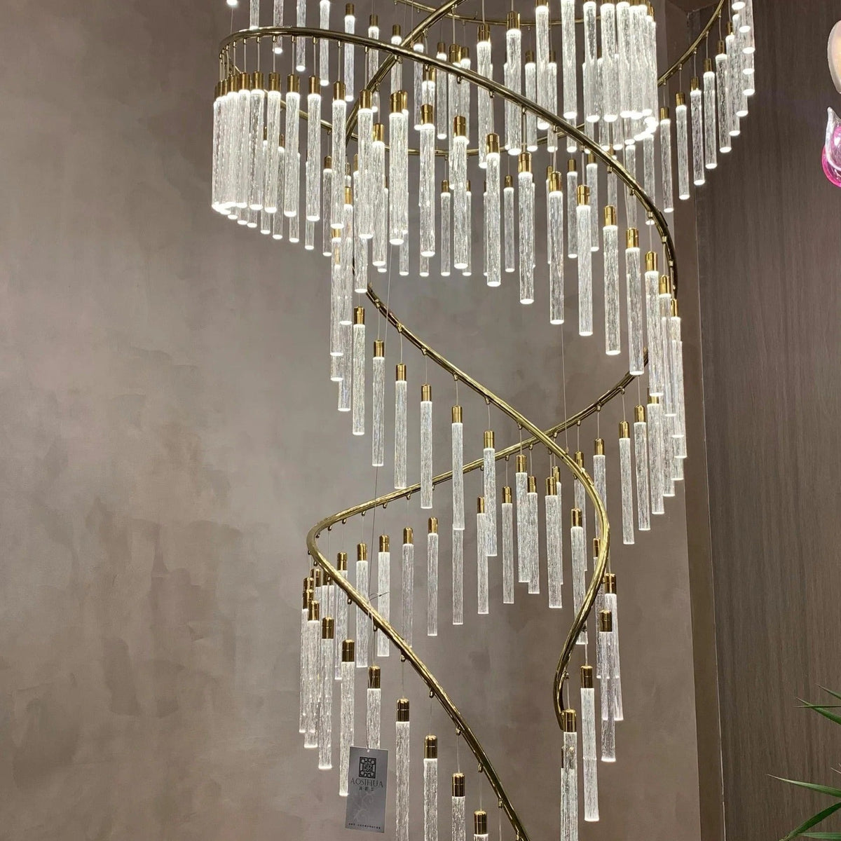 Luxury Spiral Bubble Crystal Stick Chandelier for Staircase/Foyer/High-ceiling