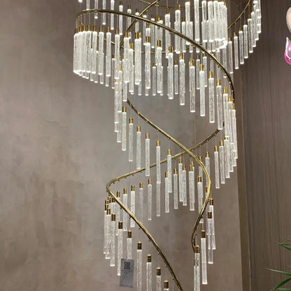 Luxury Spiral Bubble Crystal Stick Chandelier for Staircase/Foyer/High-ceiling