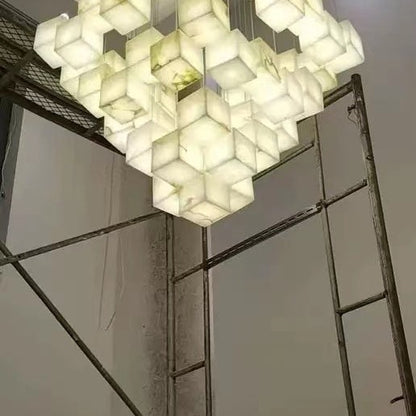 Alabaster Cubic Rectangular Chandelier
