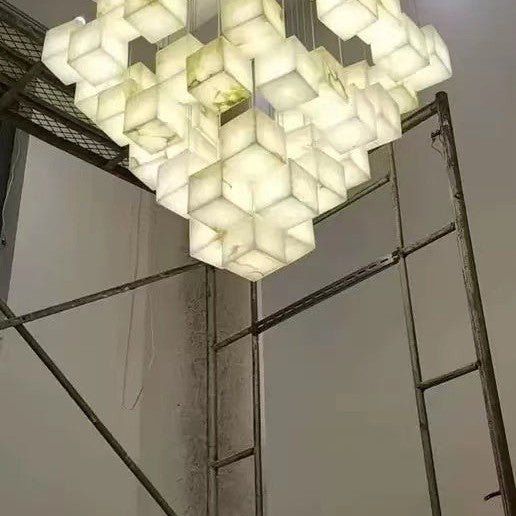 Alabaster Cubic Rectangular Chandelier