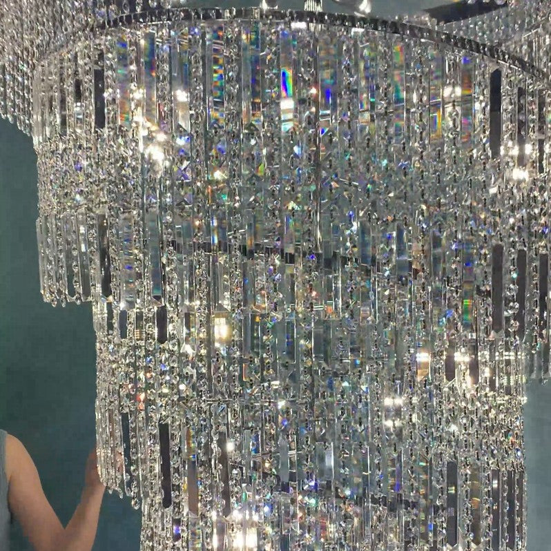 Modern Crystal Tassel Chandelier for Foyer/Staircase