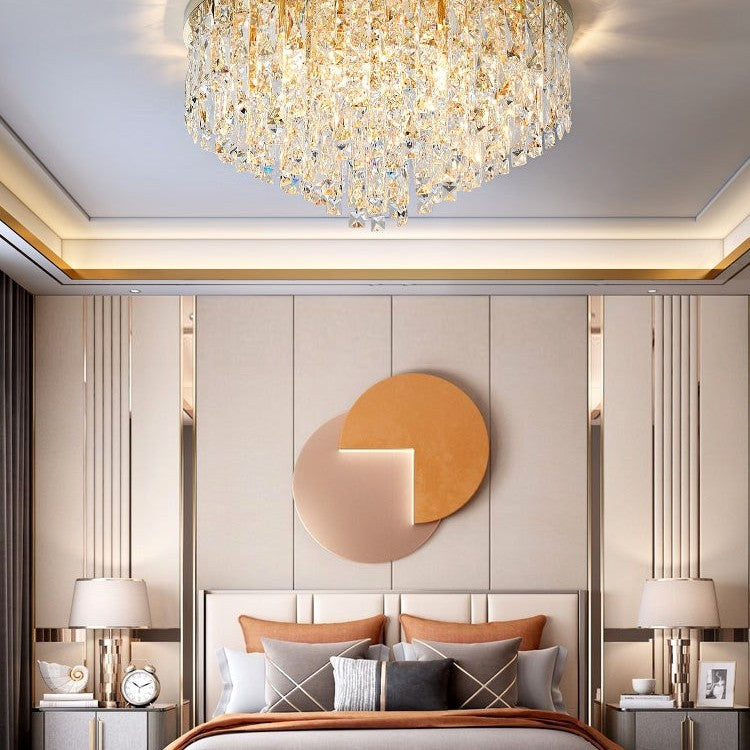 Oversize Luxury Flush Mount Crystal Chandelier for Living Room/Bedroom