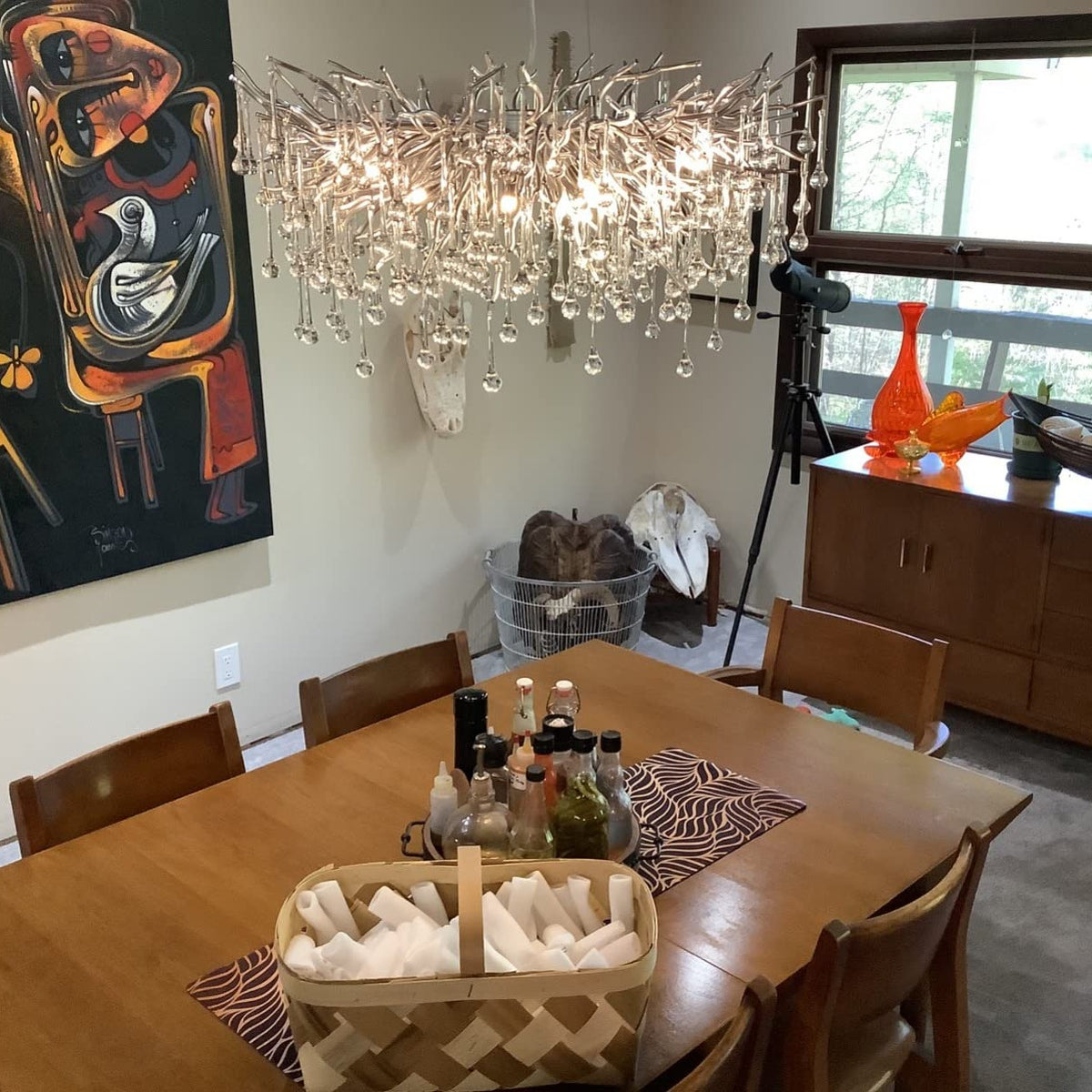 Stunning Tree Branch Crystal Chandelier with Clear Teardrop-shaped for Living/Dining Room