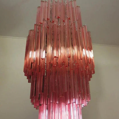 Murano Chandelier – Triedri – Pink – 242 prisms