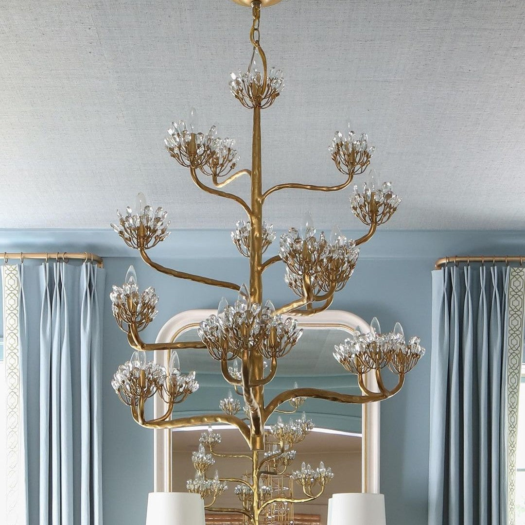 Luxury Branch Flower Chandelier in Gold for Living Room Staircase and Bedroom Lighting