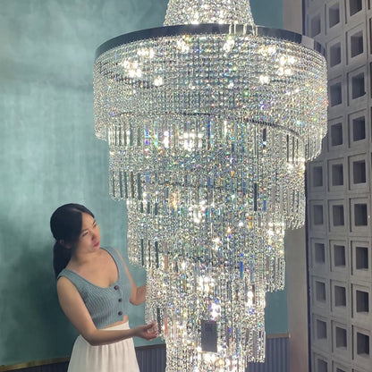 Modern Crystal Tassel Chandelier for Foyer/Staircase